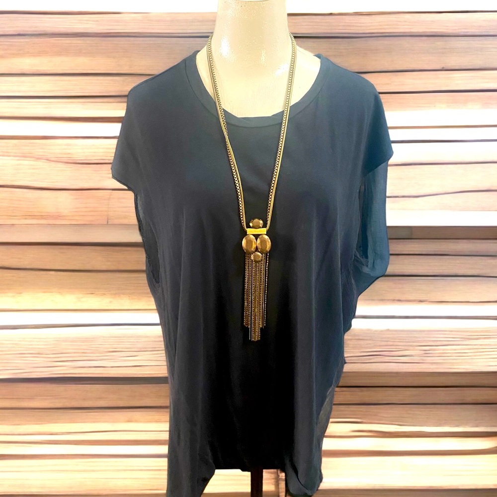 Silpada long brass & leather necklace. OS